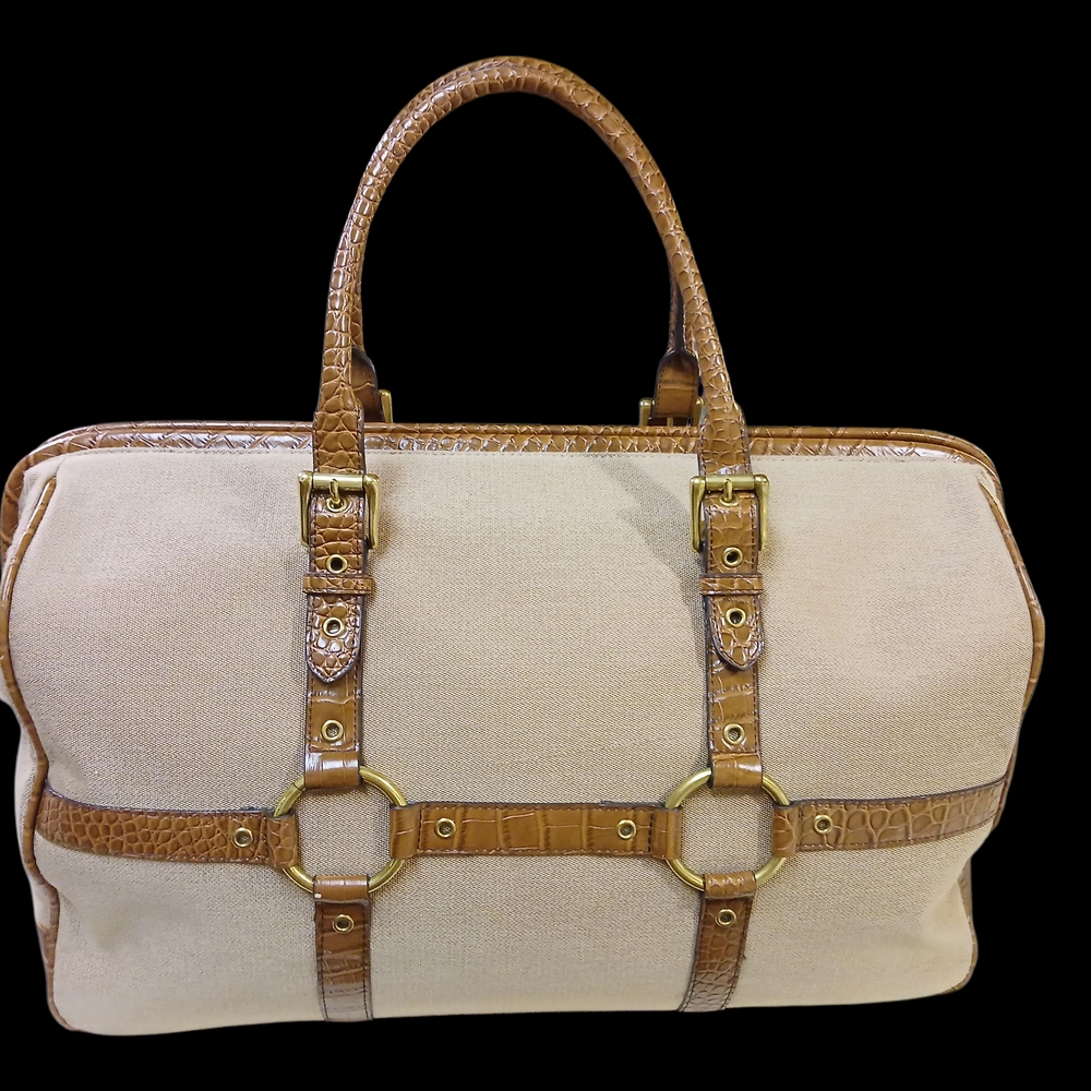 The Limited Canvas And Alligator Embossed Leather Weekend Satchel
